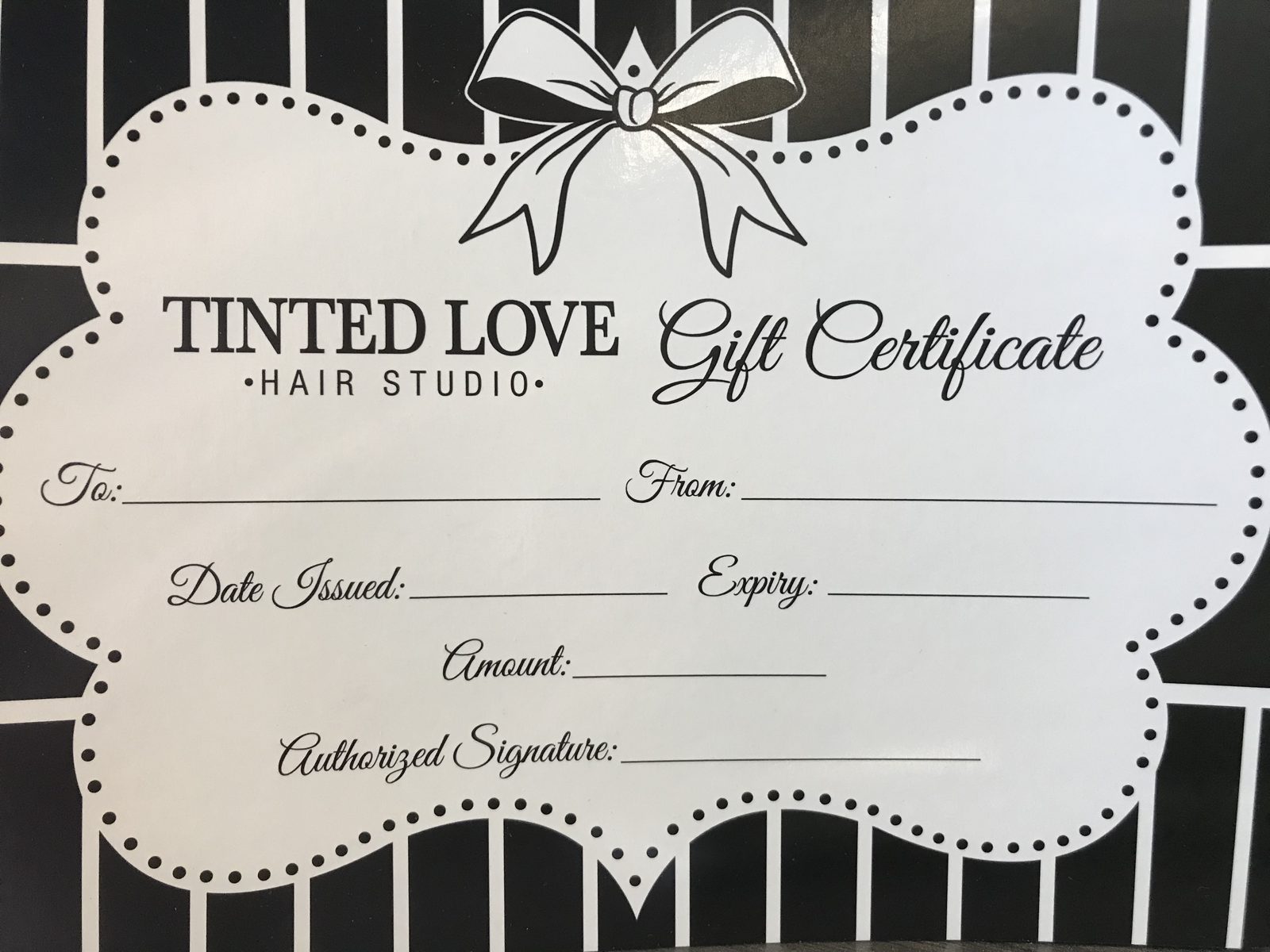 Tinted Love Hair Studio gift certificate